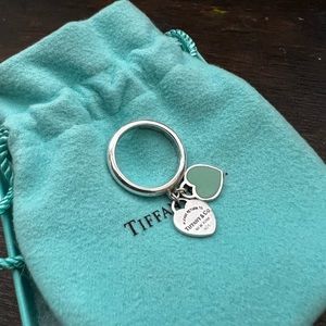 Tiffany & Co. Silver Blue Return to Tiffany Double Heart Ring (Retired) Sz 5-6